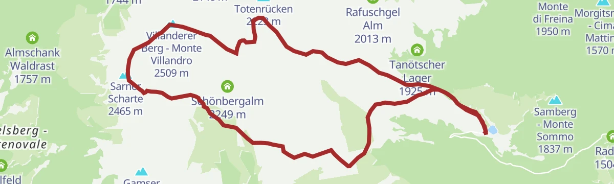 Route map: Saltnerstein (Gasser Hut) - Mountain of Villanders